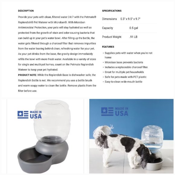 'PETMATE' REPLEN̈ÐISH PET FEEDER SYSTEM 2-PIECE SET FOOD & WATER COMPLETE SET - Picture 13 of 16